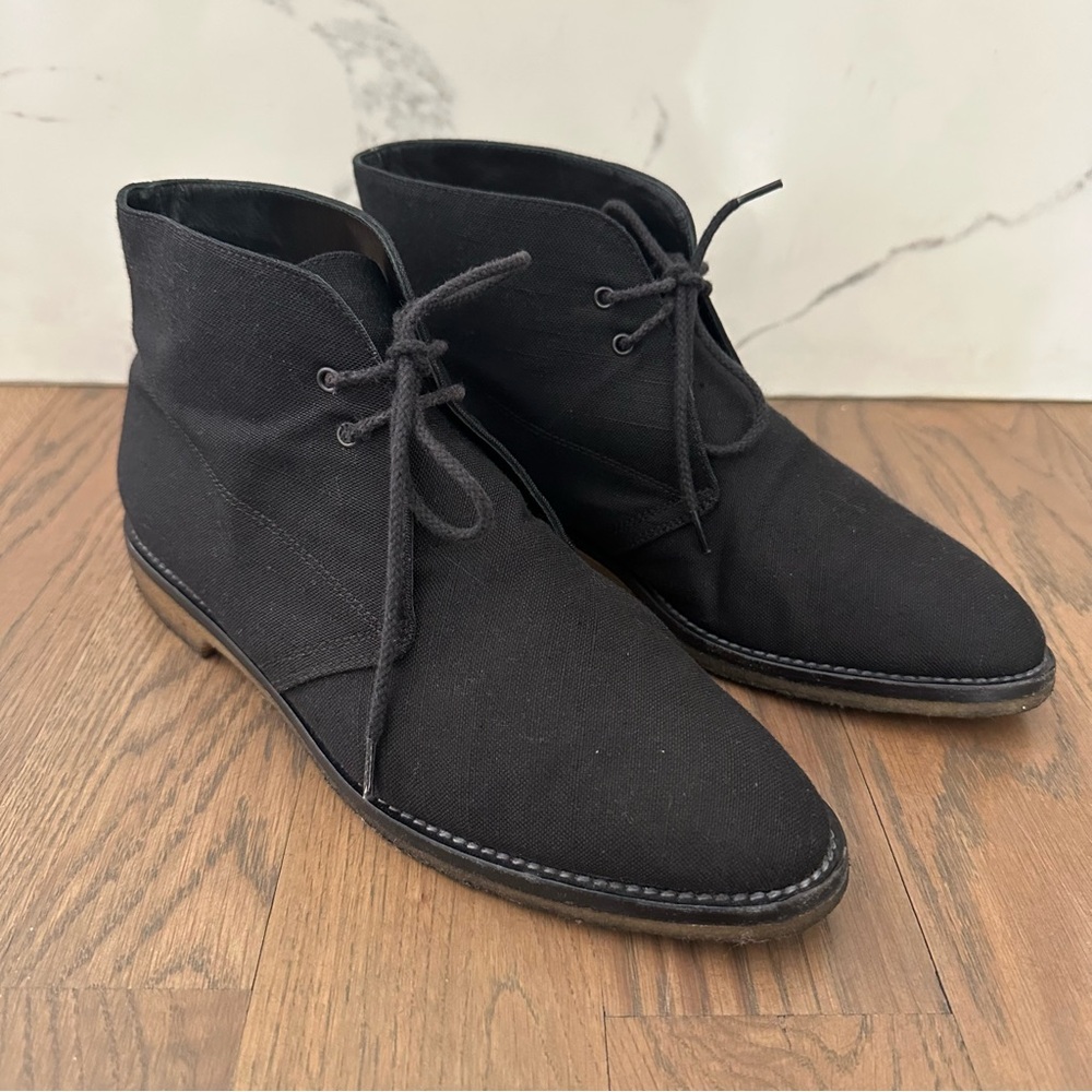 Manolo Blahnik Women's Canvas Crepe Sole Chelsea Boot Black 41 EU 10 US